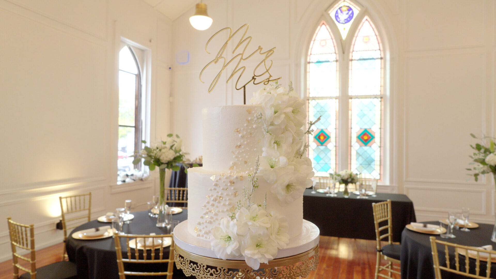 Wedding cake with stained glass windows